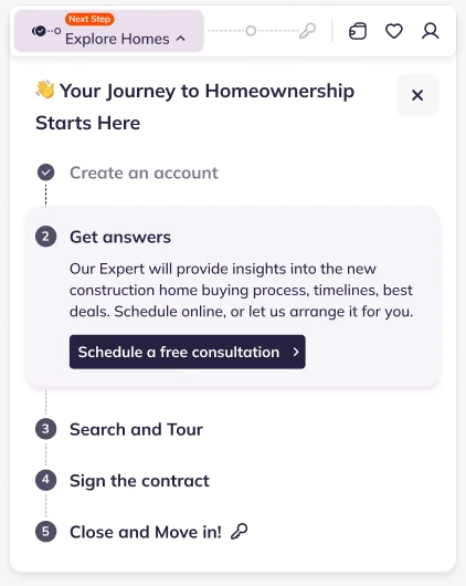 Before, open: the whole purchase as five lines in a dropdown, with the active step expanded.